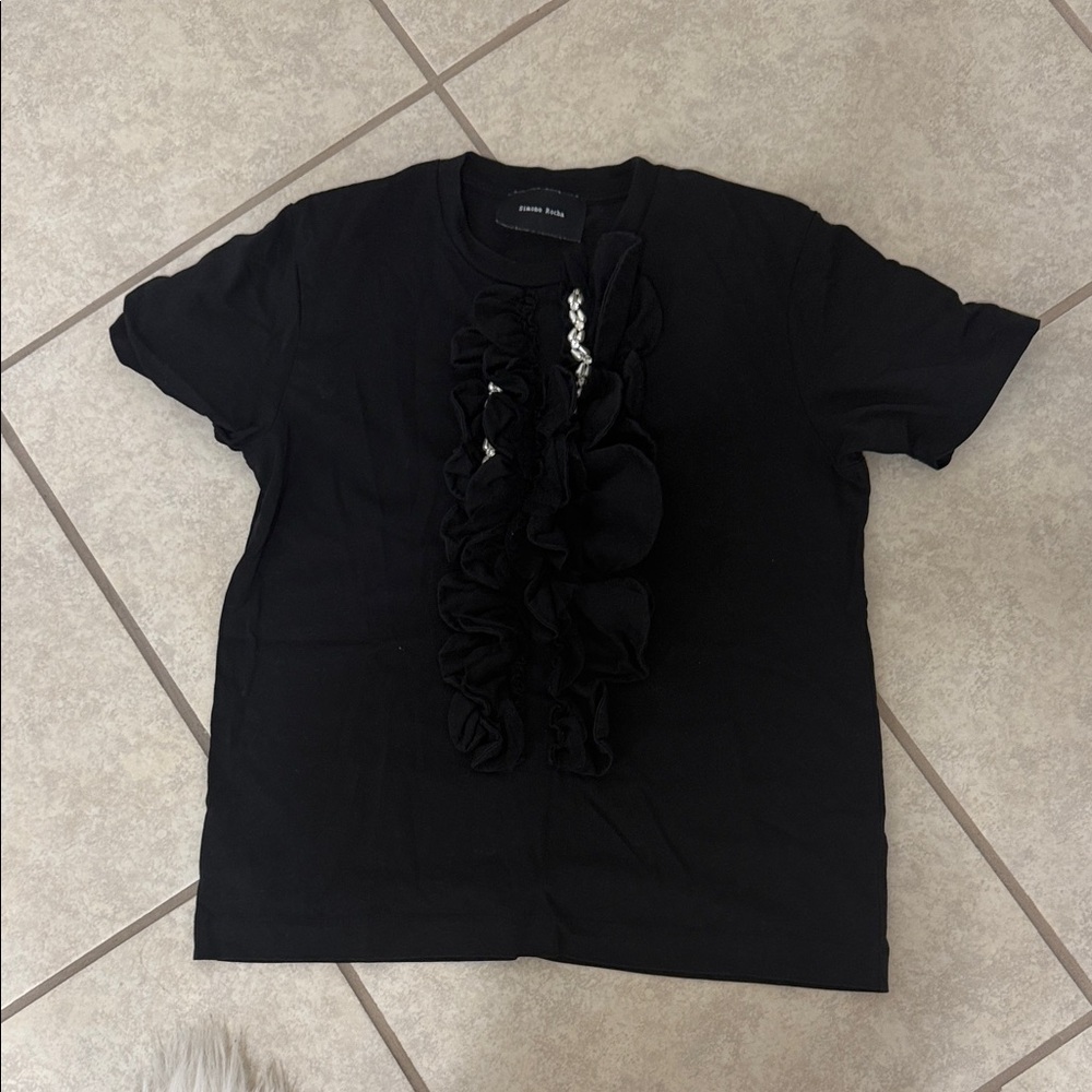 Black Ruffled T-Shirt